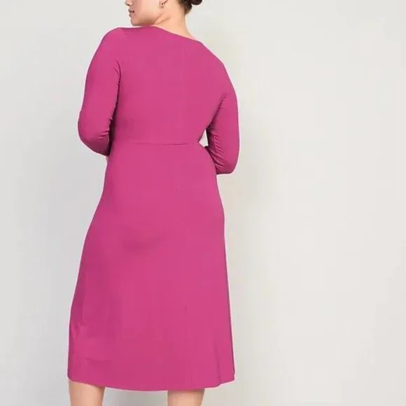 Old Navy Fit & Flare Twist-Front Cutout Midi Dress for Women New - Picture 7 of 8